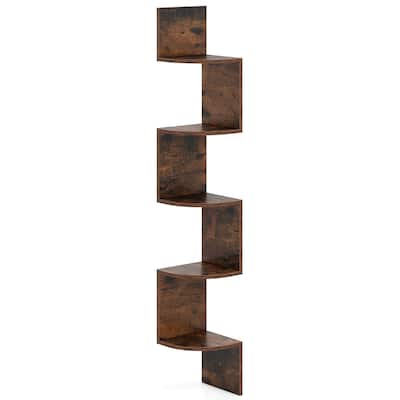 Costway 1/2 PCS 5-Tier Floating Bookshelf with Safe Round Edge - See Details