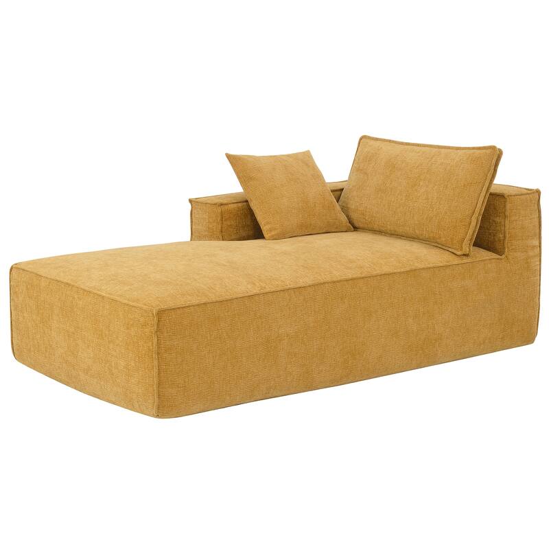 111.5" L-Shaped 4-Seat Modular Sofa with Chaise, 2 Pillows, Wrinkle-Resistant Chenille, and All-Sponge Construction