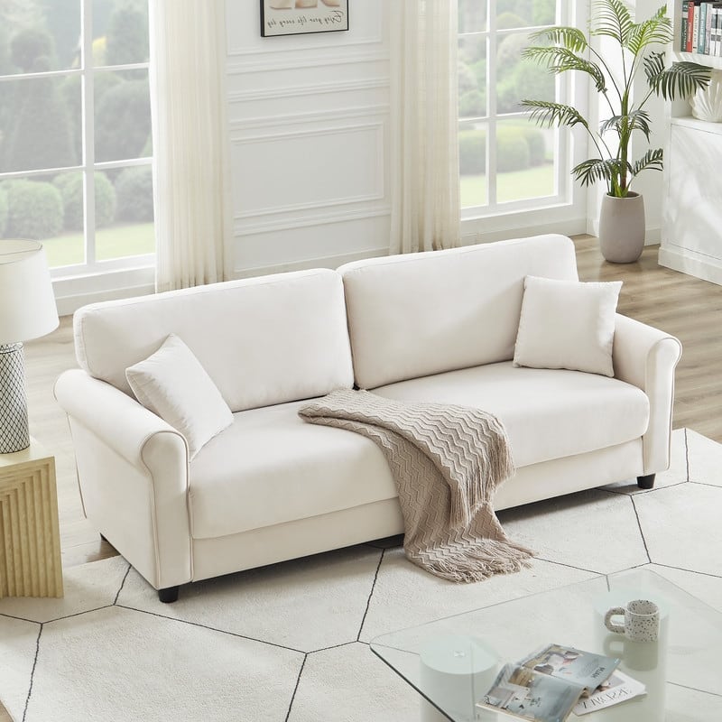 82"Velvet Upholstery Cloud Sofa Couch Cushion Back Deep Seat Loveseat