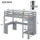 preview thumbnail 4 of 9, Twin Loft Bed with L-shaped Desk, Wardrobe & Storage Shelves - White Wood Frame with Full-Length Guardrails for Safety, Grey