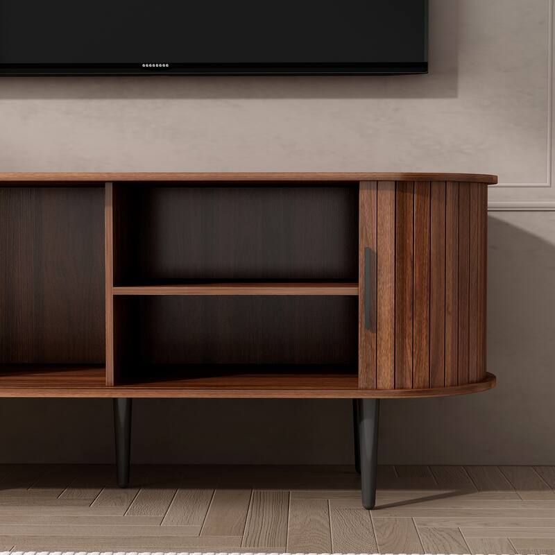 TV Stand, 47" Modern TV Console Table with Storage Compartment and Sliding Door, Gaming Entertainment Center with Cabinet