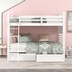 preview thumbnail 2 of 18, Twin over Twin Wood Bunk Bed with Ladder and Two Drawers, White