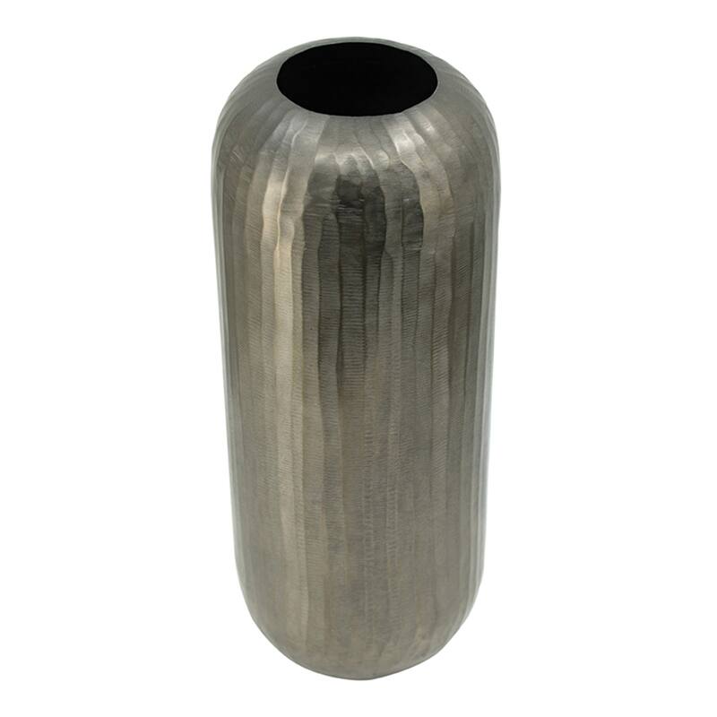 7x7x17" Layered Chisel Aluminum Vase Modern Metallic Finish Home Decor