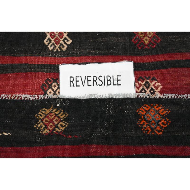 Hand Woven Oriental 100% Wool Carpet Southwestern Tribal Red Kilim Area Rug - 9' 9'' X 6' 3''