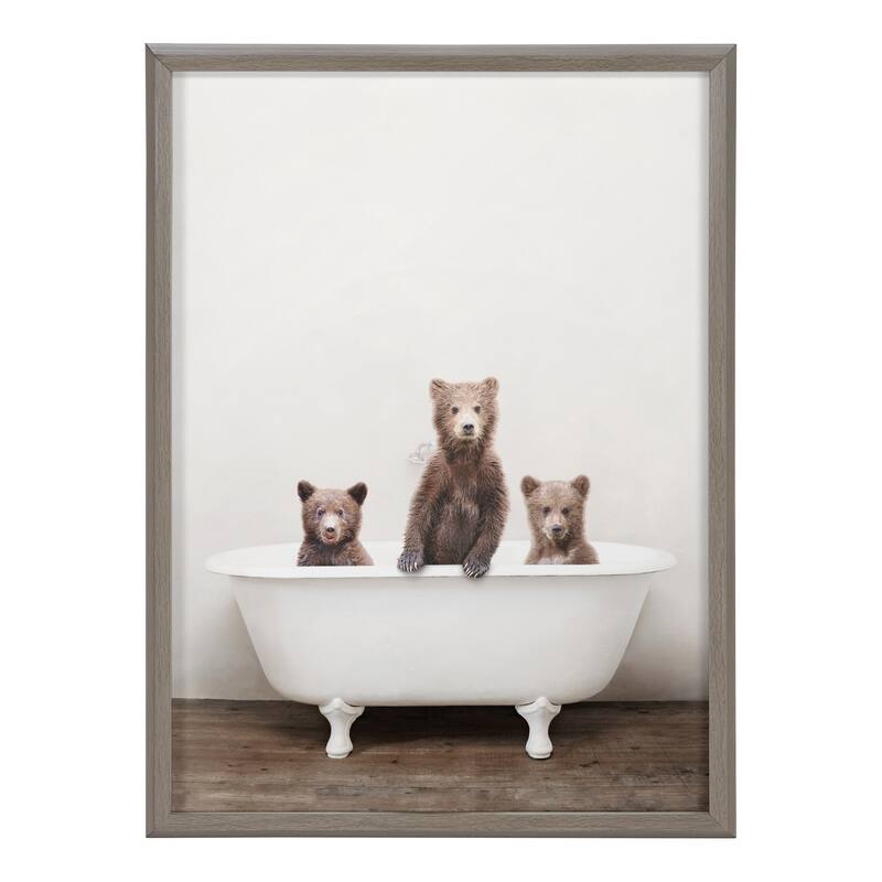 Kate and Laurel Blake Bears in Bathtub Printed Glass by Amy Peterson