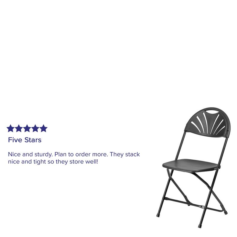 8 Pack 650 lb. Capacity Plastic Fan Back Folding Chair