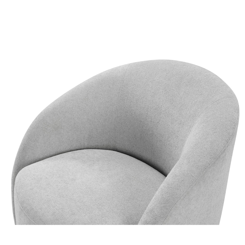Boucle Swivel Barrel Chair, Round Upholstered Leisure Armchair, Reading Accent Chair with Curved Back & Metal Base