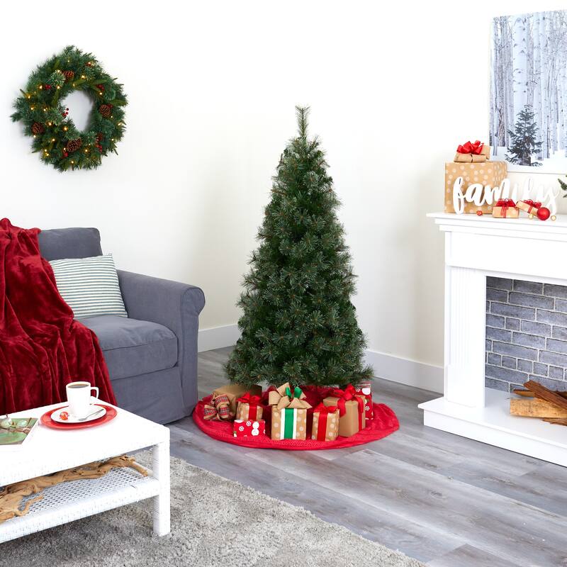 5ft. Cashmere Slim Artificial Christmas Tree with 250 Warm White Lights and 408 Branches - Elegant Holiday X-Mas Tree
