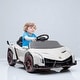 preview thumbnail 1 of 14, Licensed Lamborghini Veneno 12V Kids Ride-On Car with Remote, Bluetooth, Butterfly Doors, Music, Lights & Suspension, Ages 3-6 White