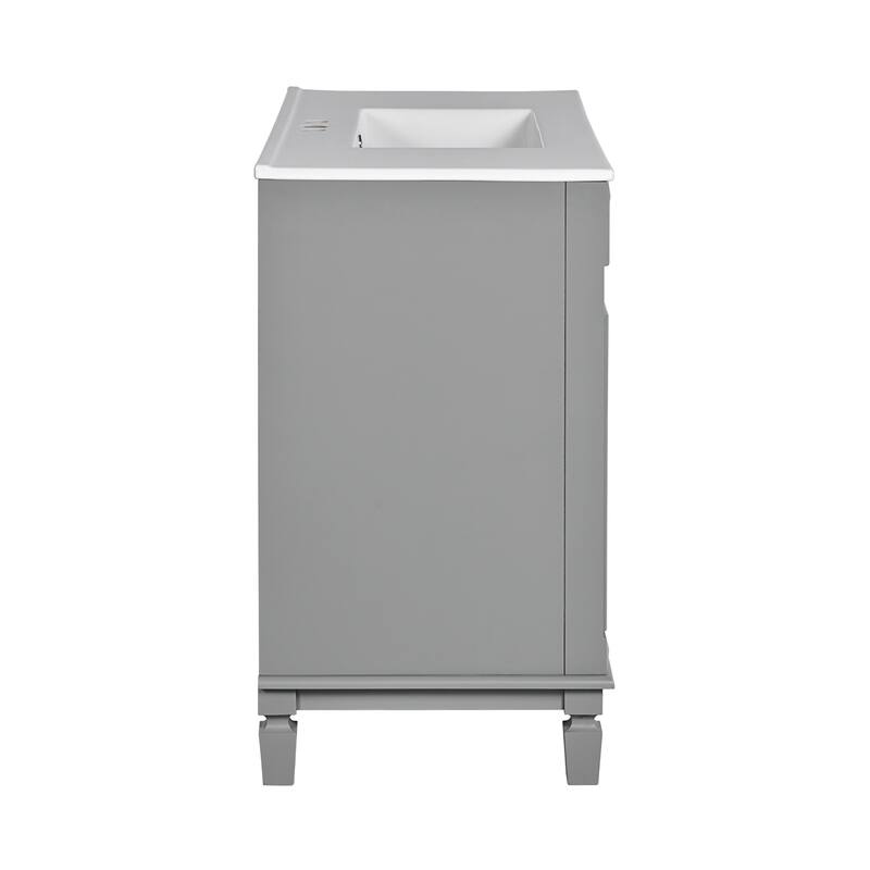 36'' Bathroom Vanity with Top Sink, Freestanding Vanity Set with Mirror Cabinet