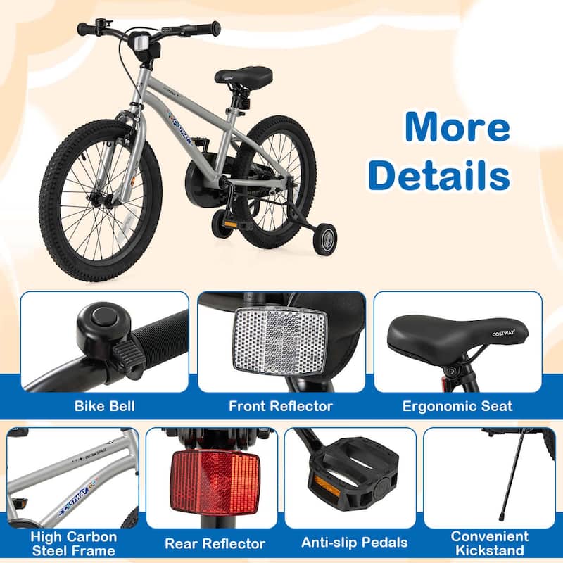 Costway 14/16/18-Inch Kid’s Bike for 4-7 Years Old with Adjustable - See Details