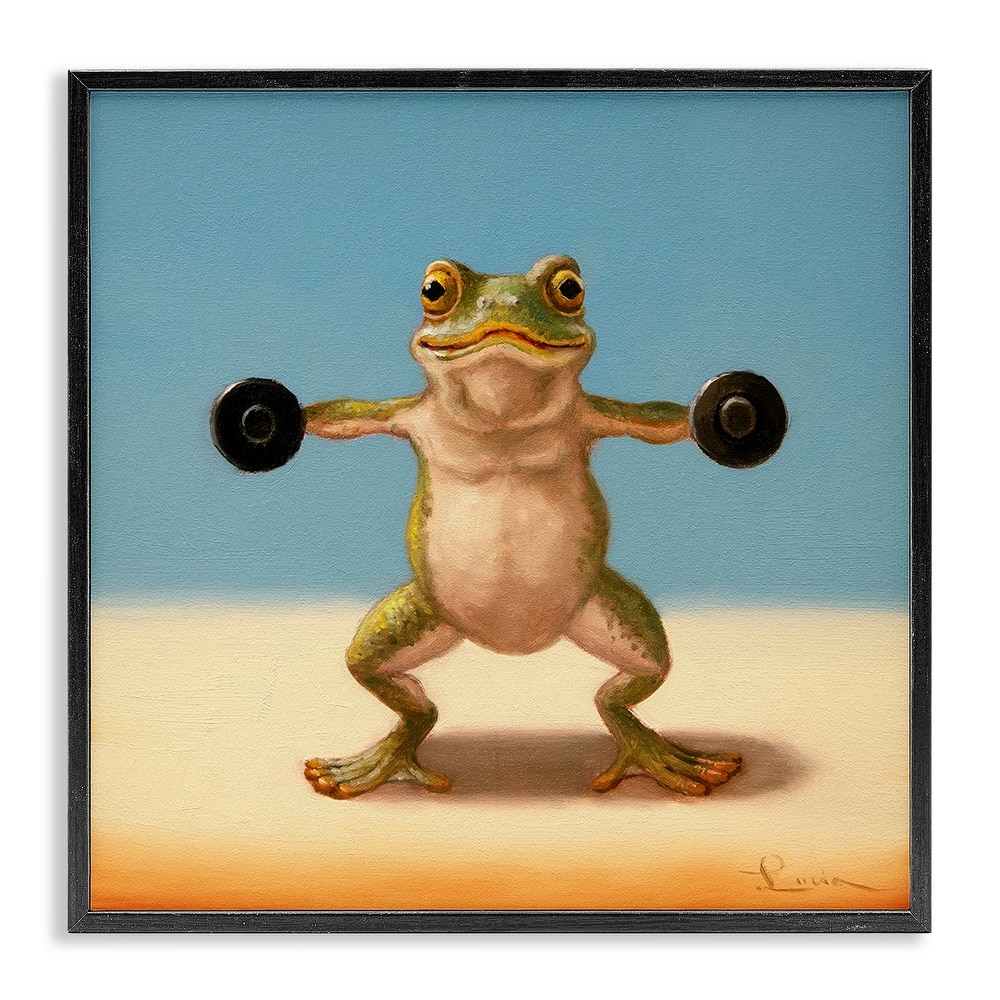 Stupell Exercise Weights Frog Framed Giclee Art Design By Lucia Heffernan