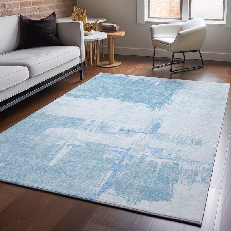 Premium Washable Super Soft Abstract Contemporary Mayfield Rug - Sky - 9' x 12' - Rectangle