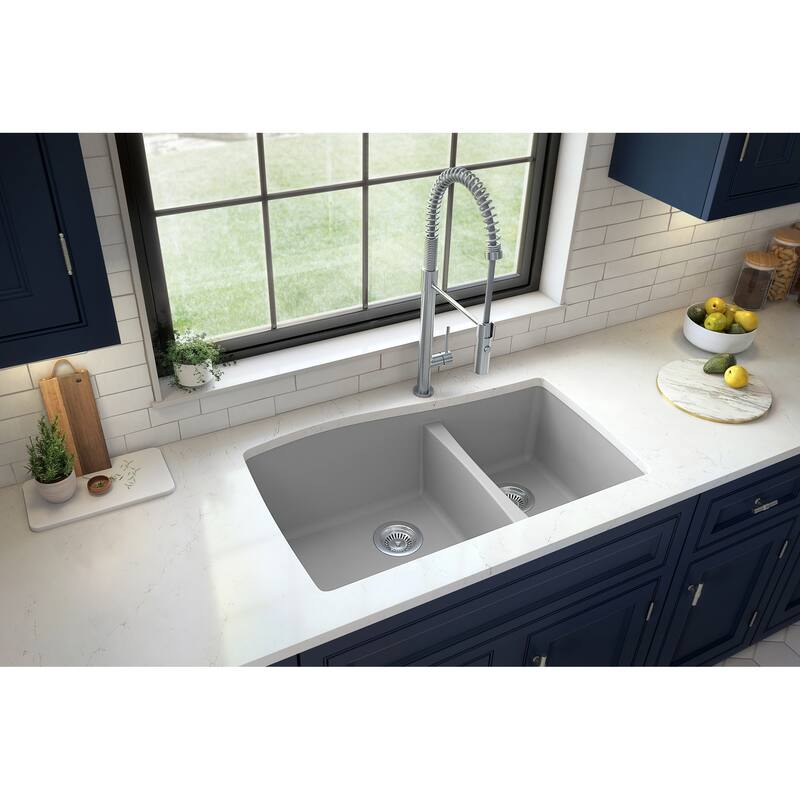 Karran Undermount Quartz 60/40 Double Bowl Kitchen Sink