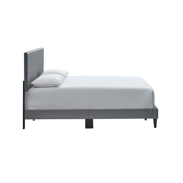Faux Leather Upholstered Bed Frame Platform Bed w/Adjustable Headboard, Wood Slats Support, No Box Spring Needed, Easy Assembly