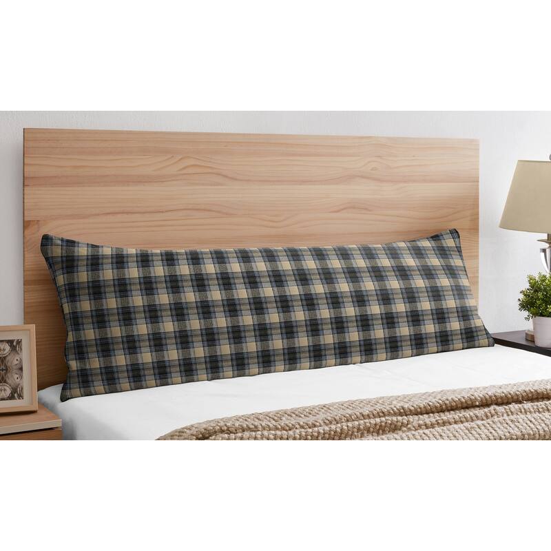 Sweet Jojo Designs Blue and Tan Woodland Plaid Flannel Rustic Patch Collection Body Pillow Case (Pillow Not Included)