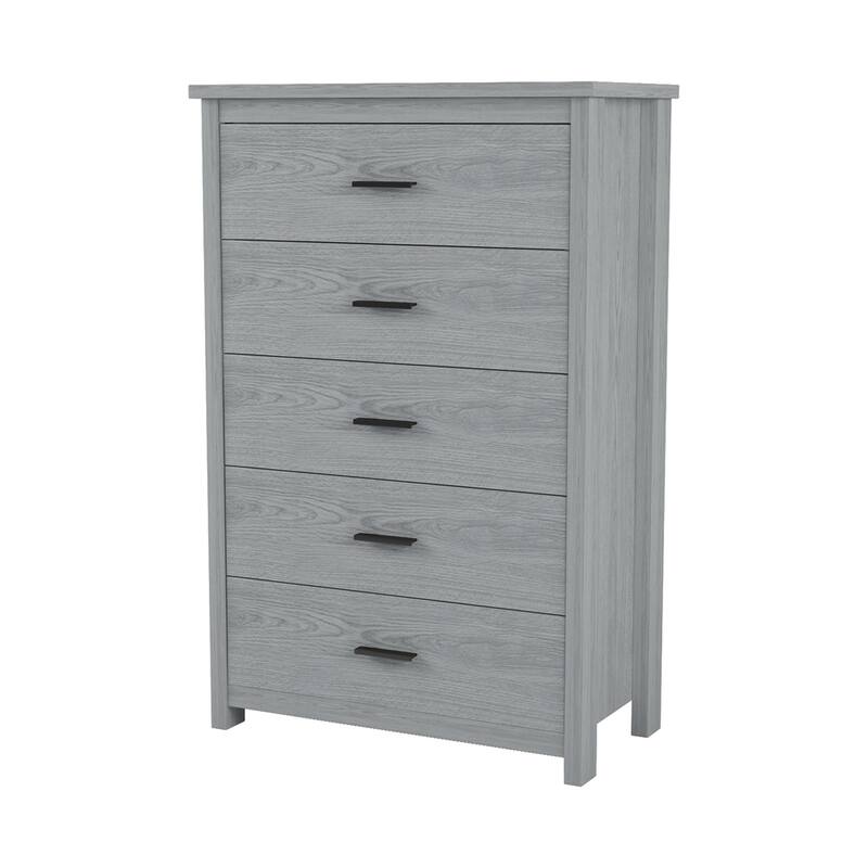 Country Style Wooden Dresser with 5 Drawers and Anti-Tipping