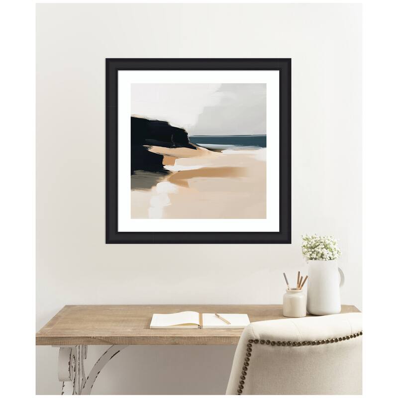 Kate and Laurel Framed Art Coastal Sand Modern Abstract Landscape I by The Creative Bunch Studio