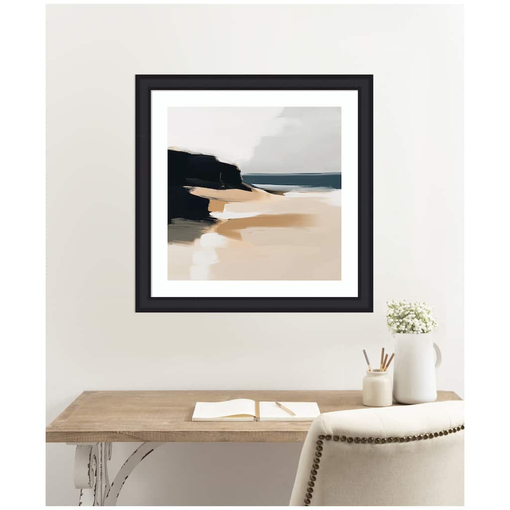 Kate and Laurel Framed Art Coastal Sand Modern Abstract Landscape I by The Creative Bunch Studio