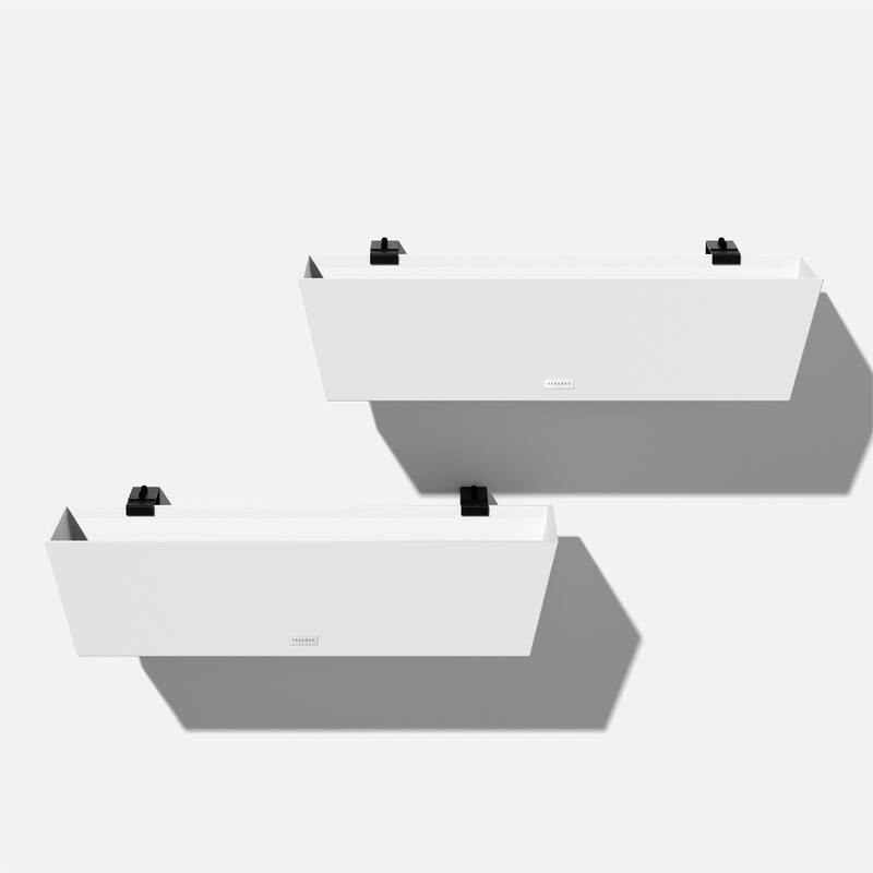 Pure Series Railing Window Box Planter - 36 inch - 2 Pack - White