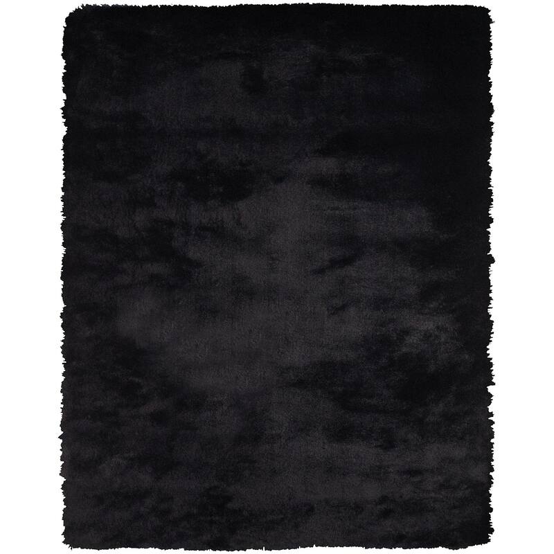 Feizy FZRG63570 Shag 4-3/4' x 7-1/2' Cotton Hand Tufted Solid - Coal