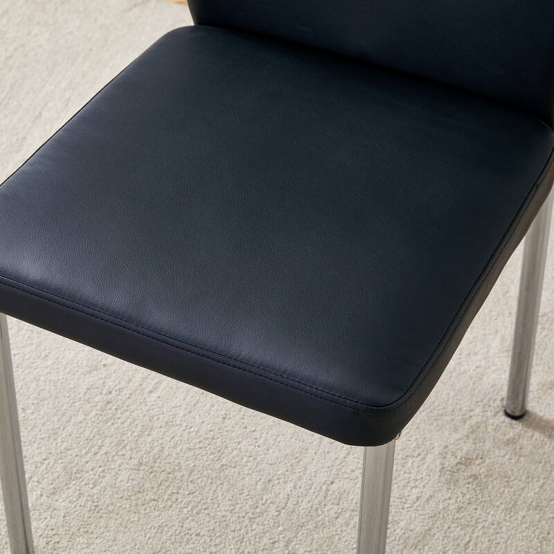 Set of 4 Vertical Stripe Design Dining Chair with Metal Leg Armless Chair Accent Chair Armless Chair for Dining Room