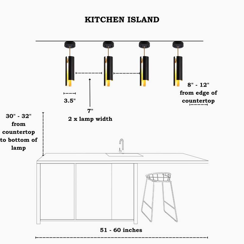 Black White 1-Light Modern Brass Gold LED Pendant Light Fixture for Kitchen Island - 3 x 3 x 14.3