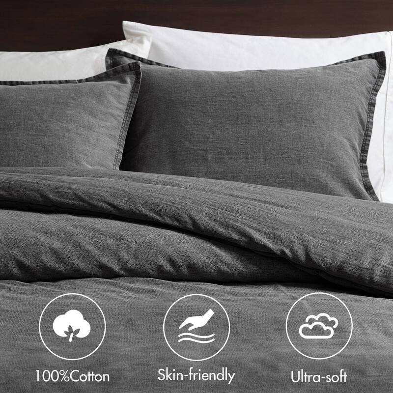 3PCS King/Cal King Twill Washed Duvet Set
