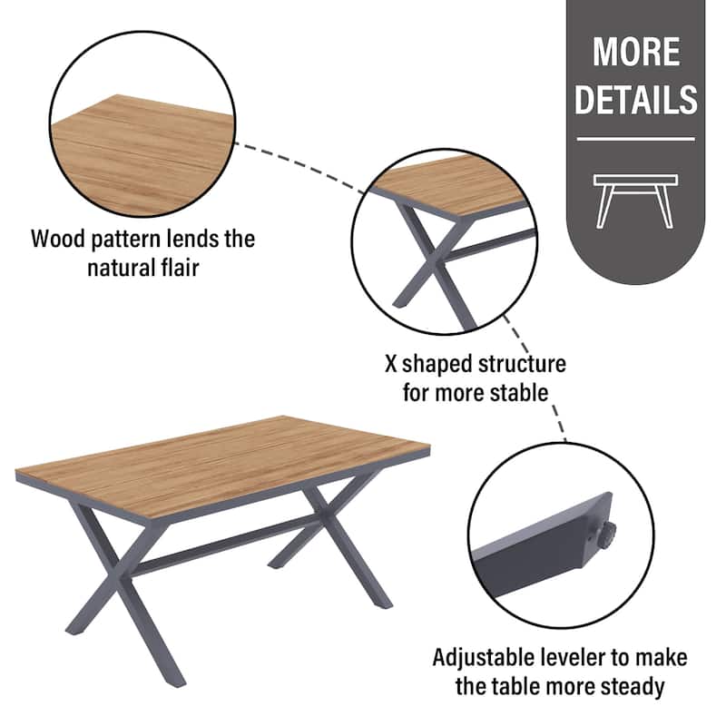 7-Piece Outdoor Dining Set - Iron Frame with Cross Wicker Back Chairs & X-Base Table