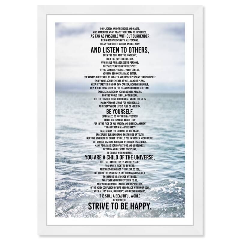 Wynwood Studio 'Desiderata Inspiration' Typography and Quotes Blue Wall Art Framed Print