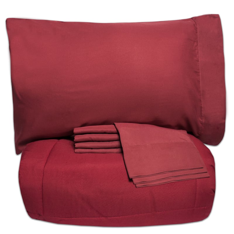 Sweet Home Collection Luxury Solid Bed-In-a-Bag with Sheet Set