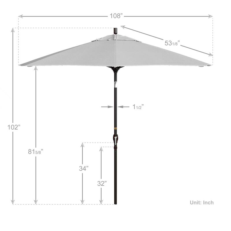 Pompano 9ft Crank Lift Push Button Tilt Round Patio Umbrella by Havenside Home, Base Not Included