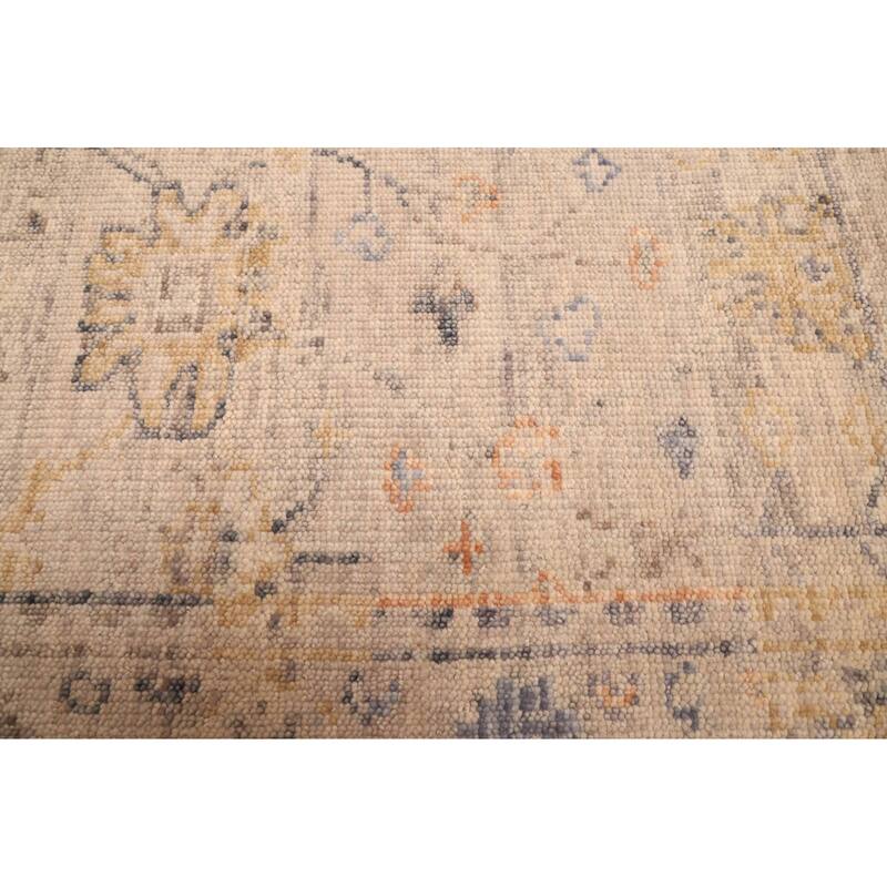 ECARPETGALLERY Hand-knotted Modern Oushak Light Grey Wool Rug - 4'1 x 5'11