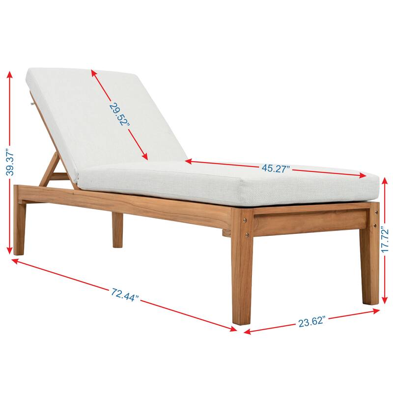 SAFAVIEH Couture Montclair Teakwood Chaise Lounge. - 74"W x 24"D x 37"H