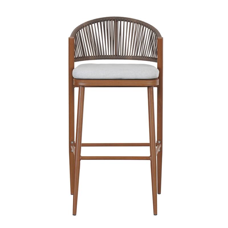 Christopher Knight Home - Beverly Outdoor Barstools with Scallop Backrest, Set of 2
