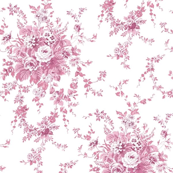 slide 2 of 4, Shabby Chic by Rachel Ashwell Garden Floral Pink Wallpaper