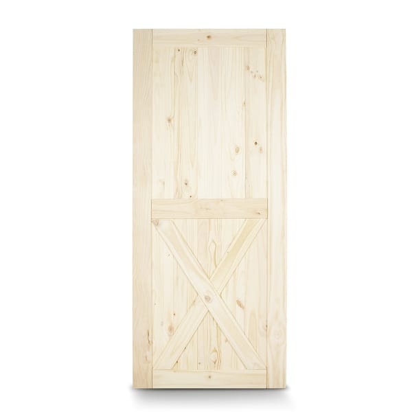 Shop Belleze 36 X84 Lower X Sliding Barn Door Natural Wood Pine
