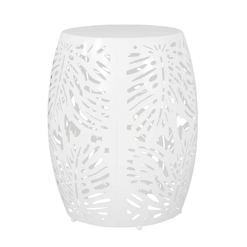 Satterlee Outdoor Outdoor Metal Side Table by Christopher Knight Home - White