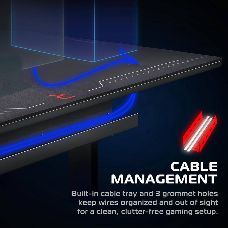 RESPAWN Gaming Desk - Computer Desk with Mouse Pad, PC Workstation Home Office Gaming Table