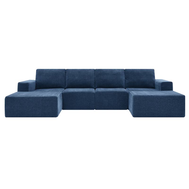Modular U Shaped Sectional Sofa, Cloud Chenille Sectional Couch