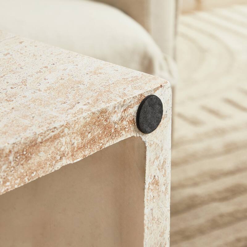 Maya Rectangular Coffee Table in Fiberstone for Indoor and Outdoor Modern Accent Center Table - 11.8" H x 23.6" W x 35.4" D