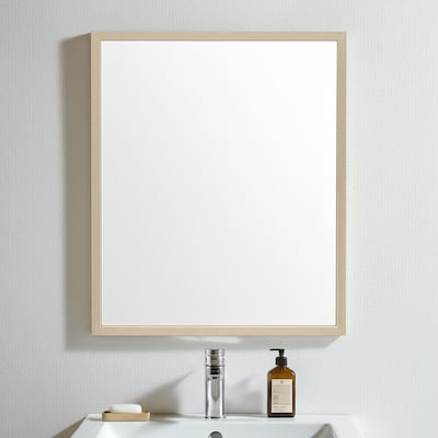 HomeRoots 32" Tan Framed Bathroom Vanity Mirror - 25.50 in. x 31.50 in. x 1.75 in.