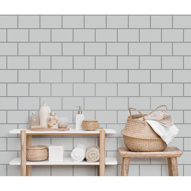 Fine Decor Metro White Tile Wallpaper - 20.5 x 396 x 0.025