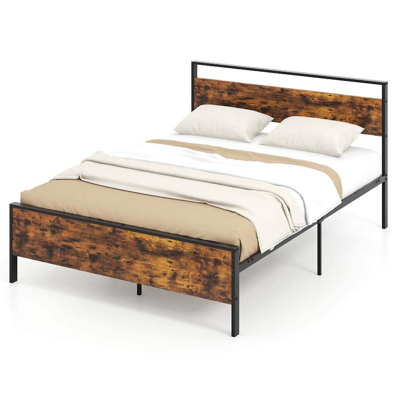 Costway Twin/Full/Queen/King Size Bed Frame with Wooden Headboard and - Queen