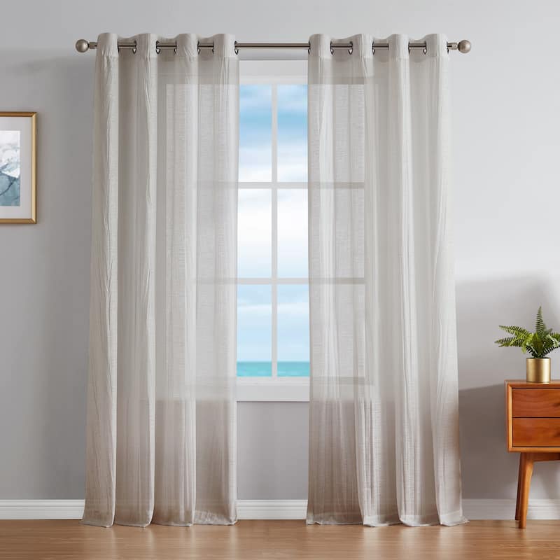 Nautica Cordelia Crushed Sheer Grommet Extra Wide Curtains (Set of 2)