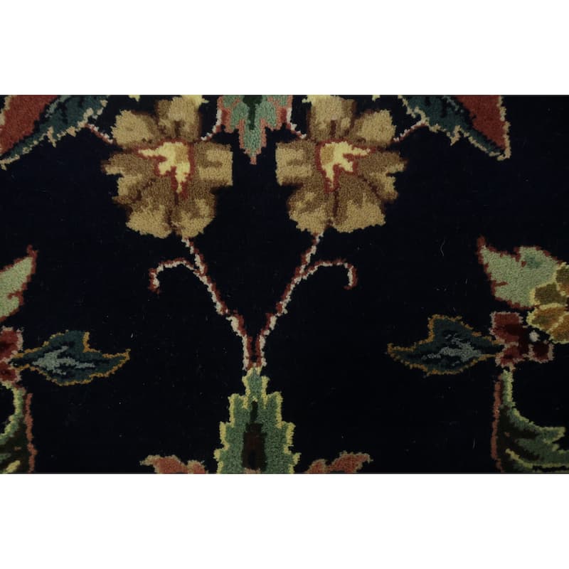 Hand Knotted Oriental 100% Wool Carpet Traditional All-Over Black Aubusson Area Rug - 10' 2'' X 7' 10''