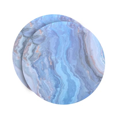 Dainty Home Marble Cork Placemat Set of 2 15" x 15" in Blue
