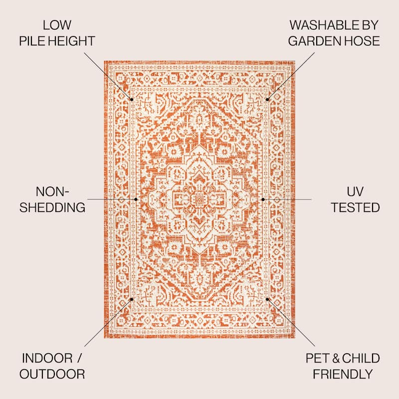 JONATHAN Y Rozetta Medallion Textured Weave Indoor/Outdoor Area Rug