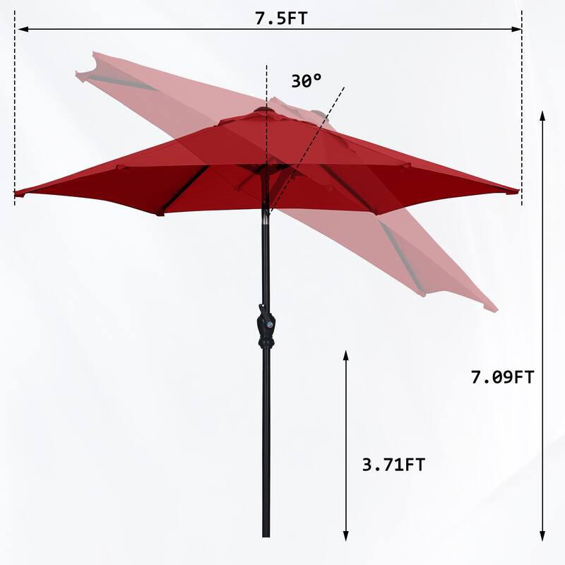 Ainfox 7.5ft Patio Umbrella Push Button Tilt Outdoor Market Umbrella Without Base