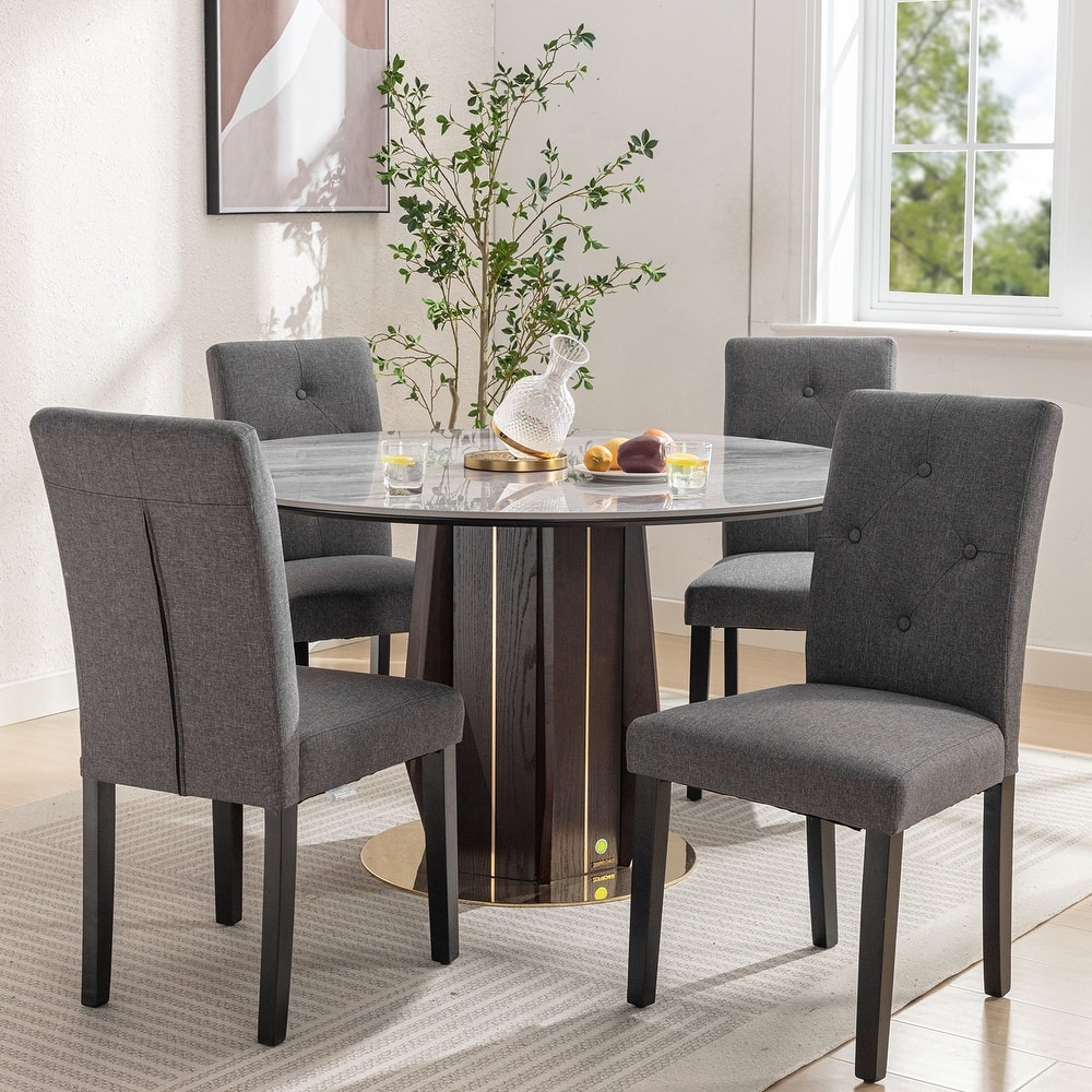 Javlergo Upholstered Dining Chairs Set of 4, Fabric or Faux Leather Dining Room Chair with Metal Legs